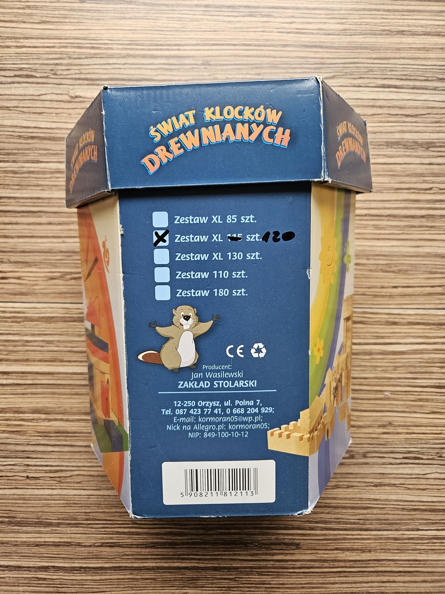 Zestaw 120 drewnianych klocków