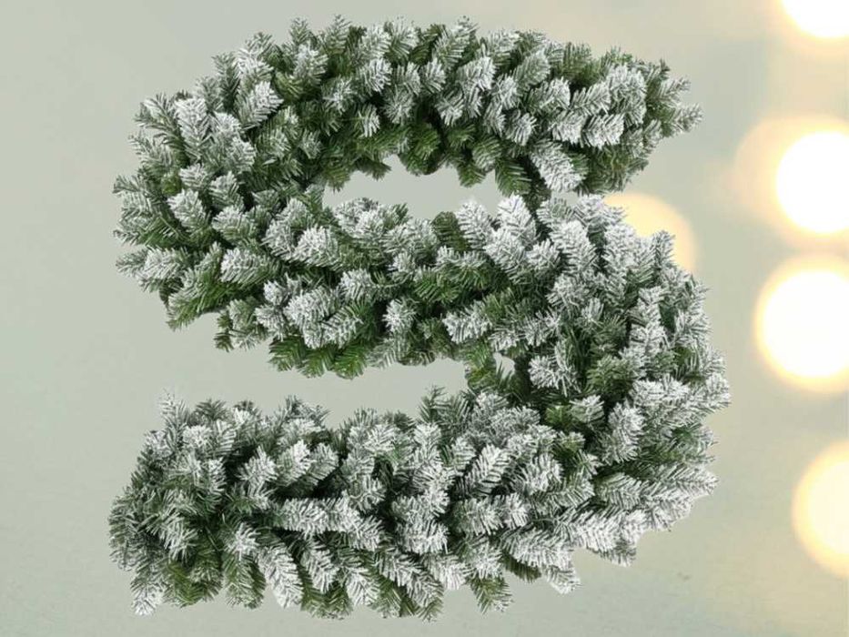 Girlanda Świąteczna Choinkowa Dekoracja Łańcuch Gęsty Ośnieżona 270cm