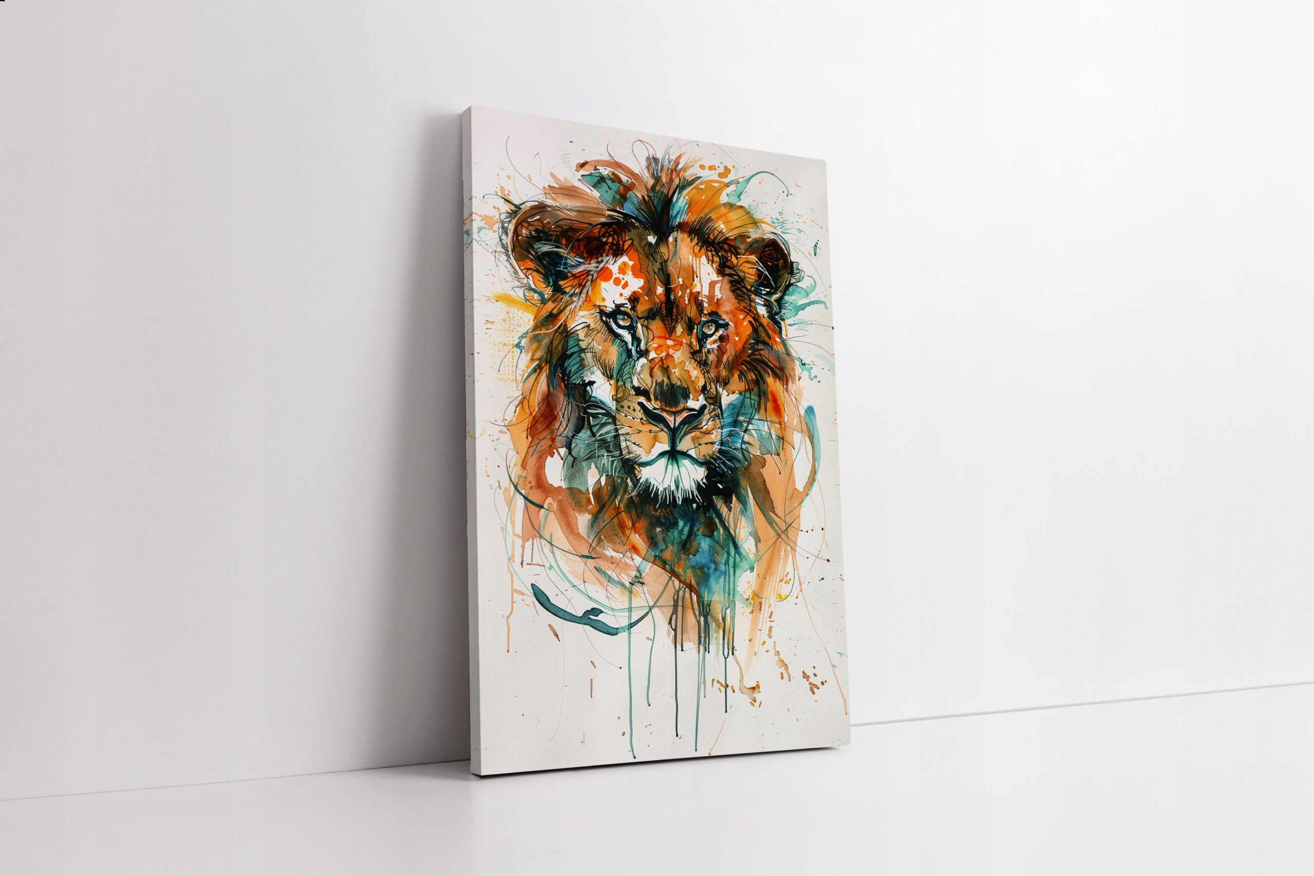 Kolorowy Lew na Płótnie 40x60 cm - Nowoczesny Styl Dekoracji