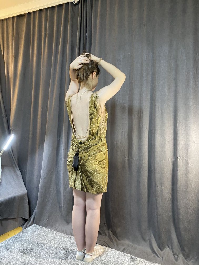 Jenny Packham дизайнерское платье вечернее платье коктейльное золото