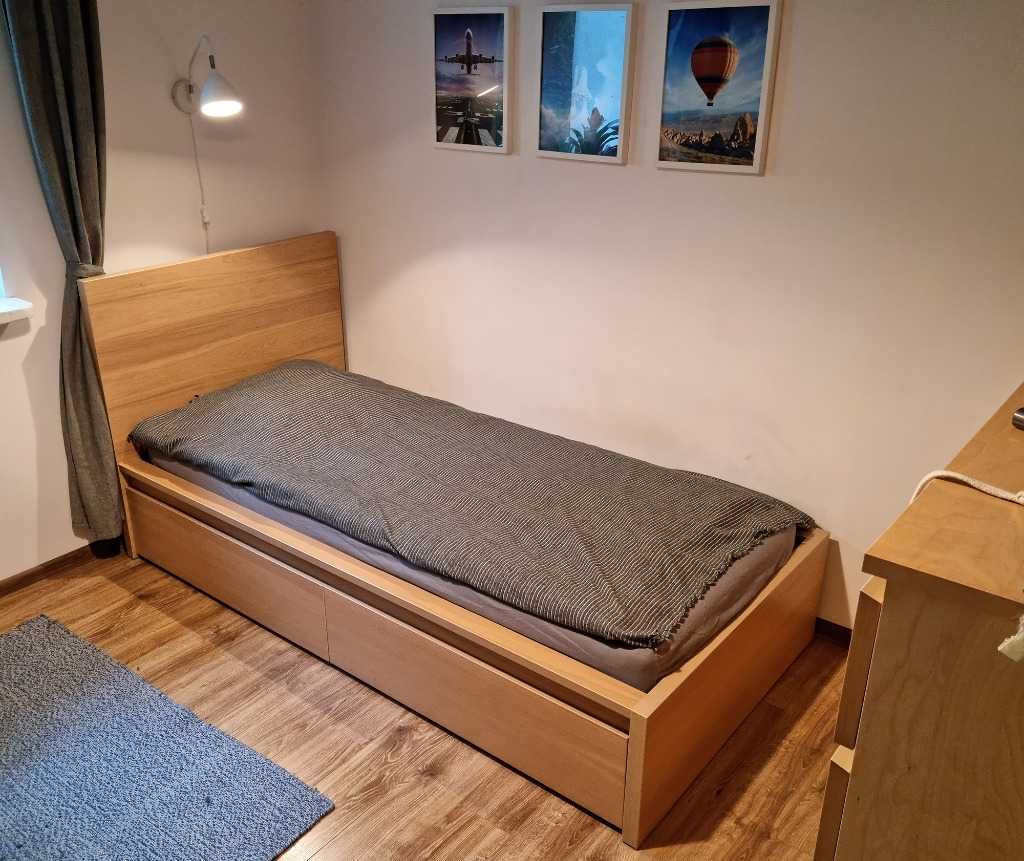 Łóżko 90x200 MALM Ikea + dno łóżka (deseczki). Stan idealny. Wrocław.