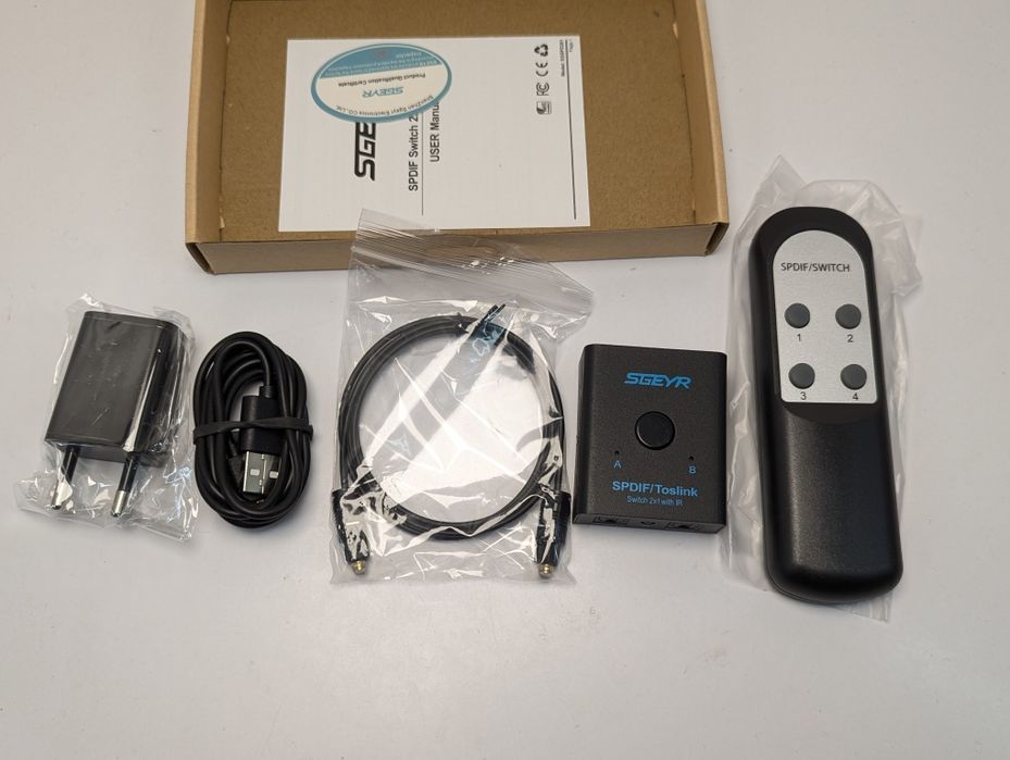 Оптичний аудіокомутатор SGEYR Toslink Switch 2 в 1 вихід