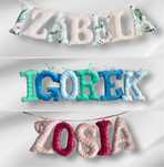 Imię dziecka dekoracja pokoju szyte literki handmade