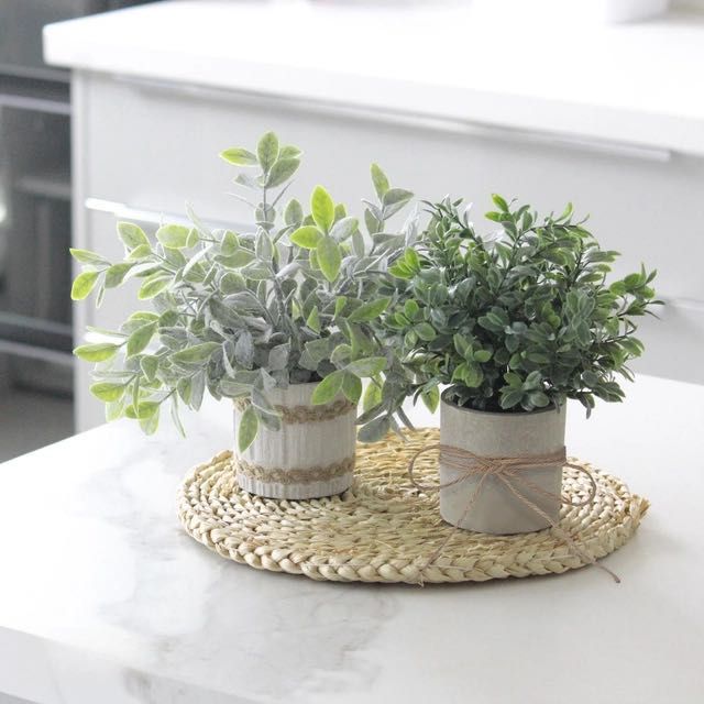 Sztuczne Rośliny w Doniczkach Betonowych 4szt