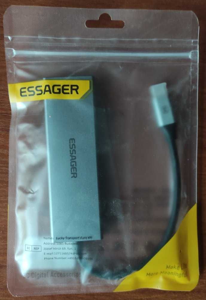 USB HUB 3.0 Multi-Port Splitter HDMI Type C 5 кардридер Essager 5 in 1