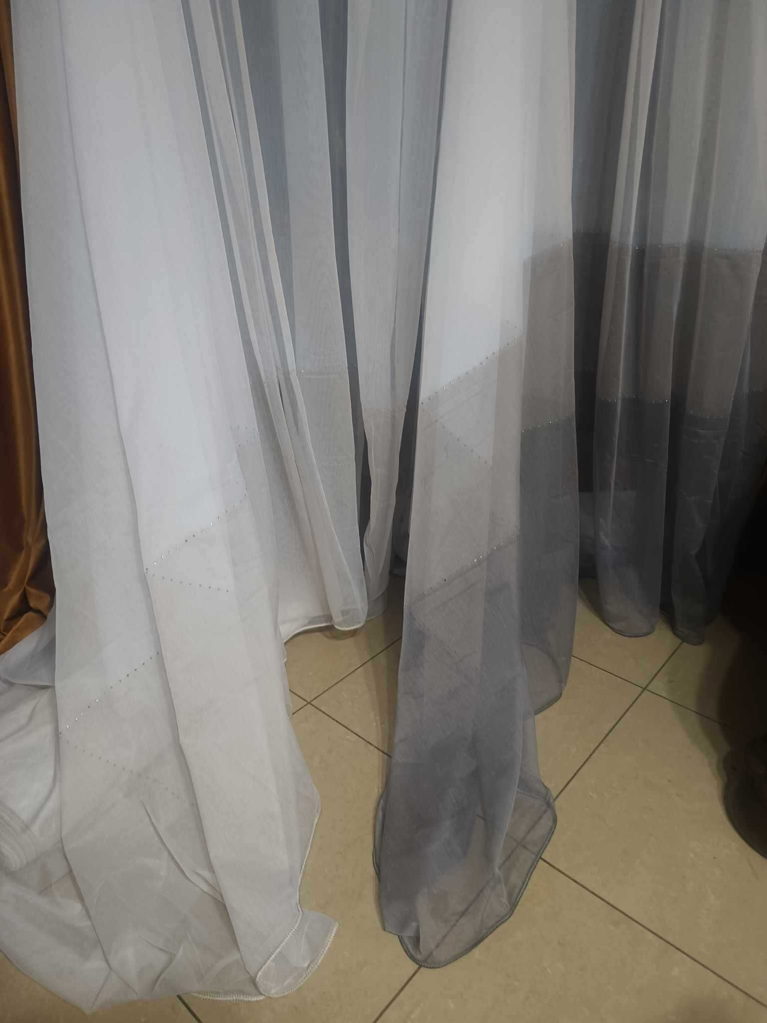 firanki z metra jasny krem+cyrkonie-obciąż,WYPRZEDAZ, wys 280 cm