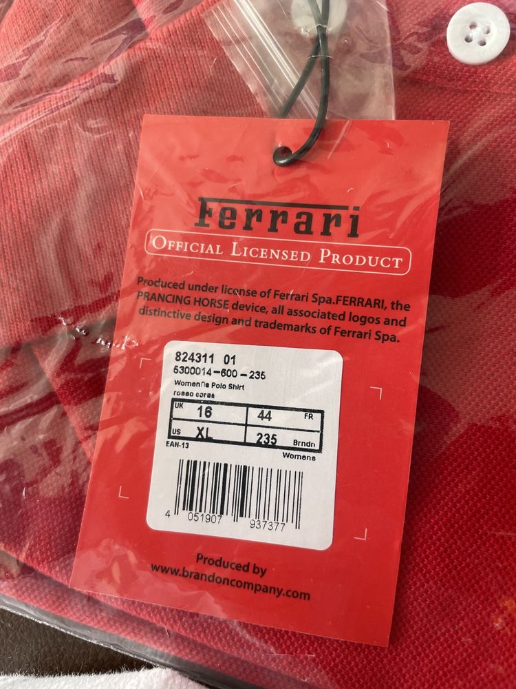 Oficjalne licencjonowane damskie Polo Ferrari r. 44 (XL) czapka smycz