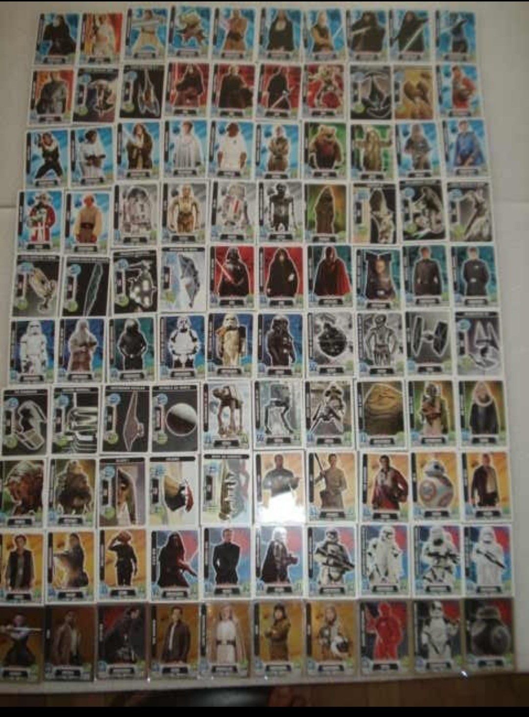 100 cartas Star Wars topps force attax coleção completa de 2010