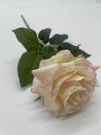 Róża 44 cm Biała - Jasny Róż JAKOŚĆ PREMIUM jak żywa