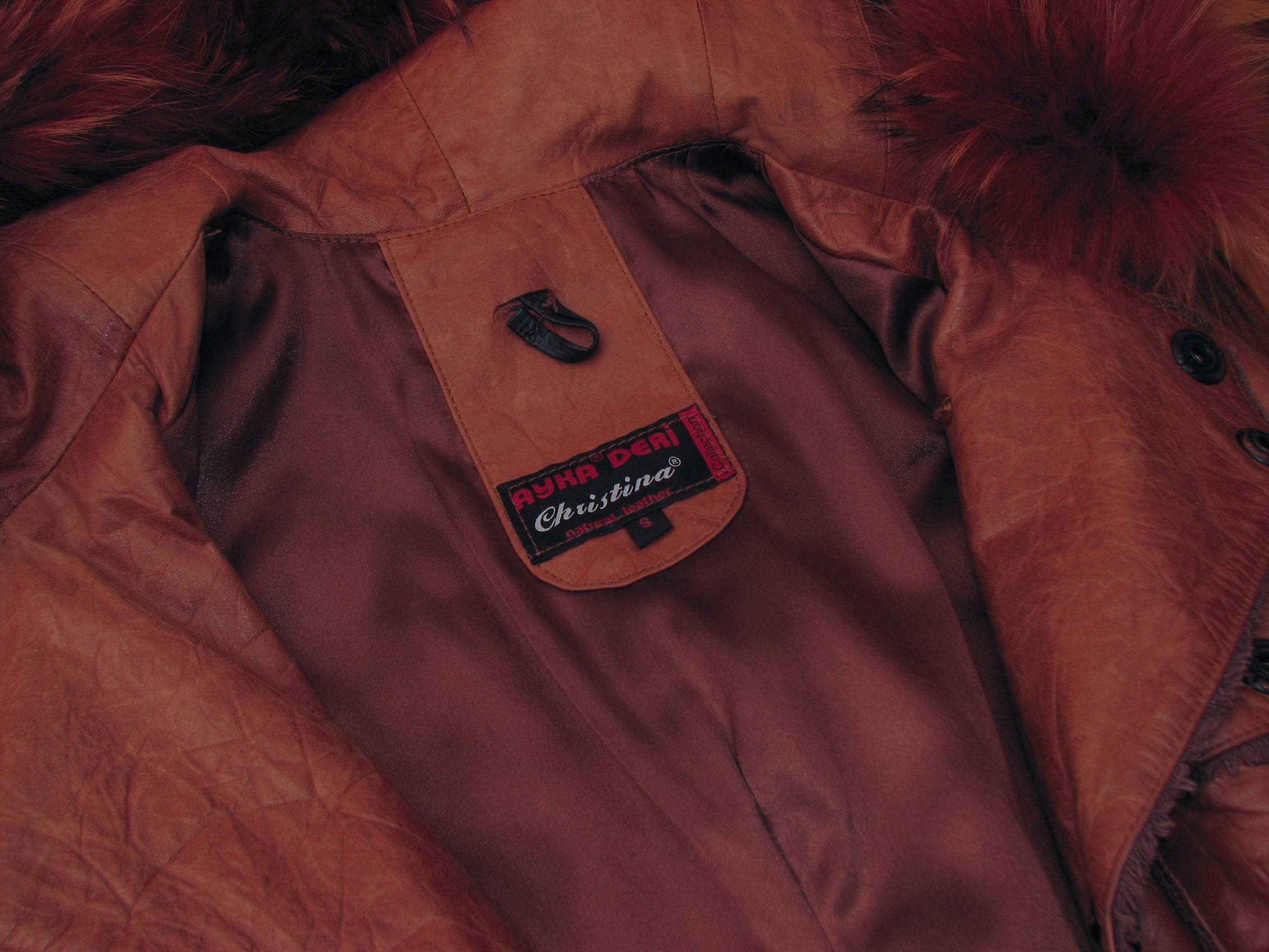Кожанная куртка пиджак на утеплении с мехом, размер С