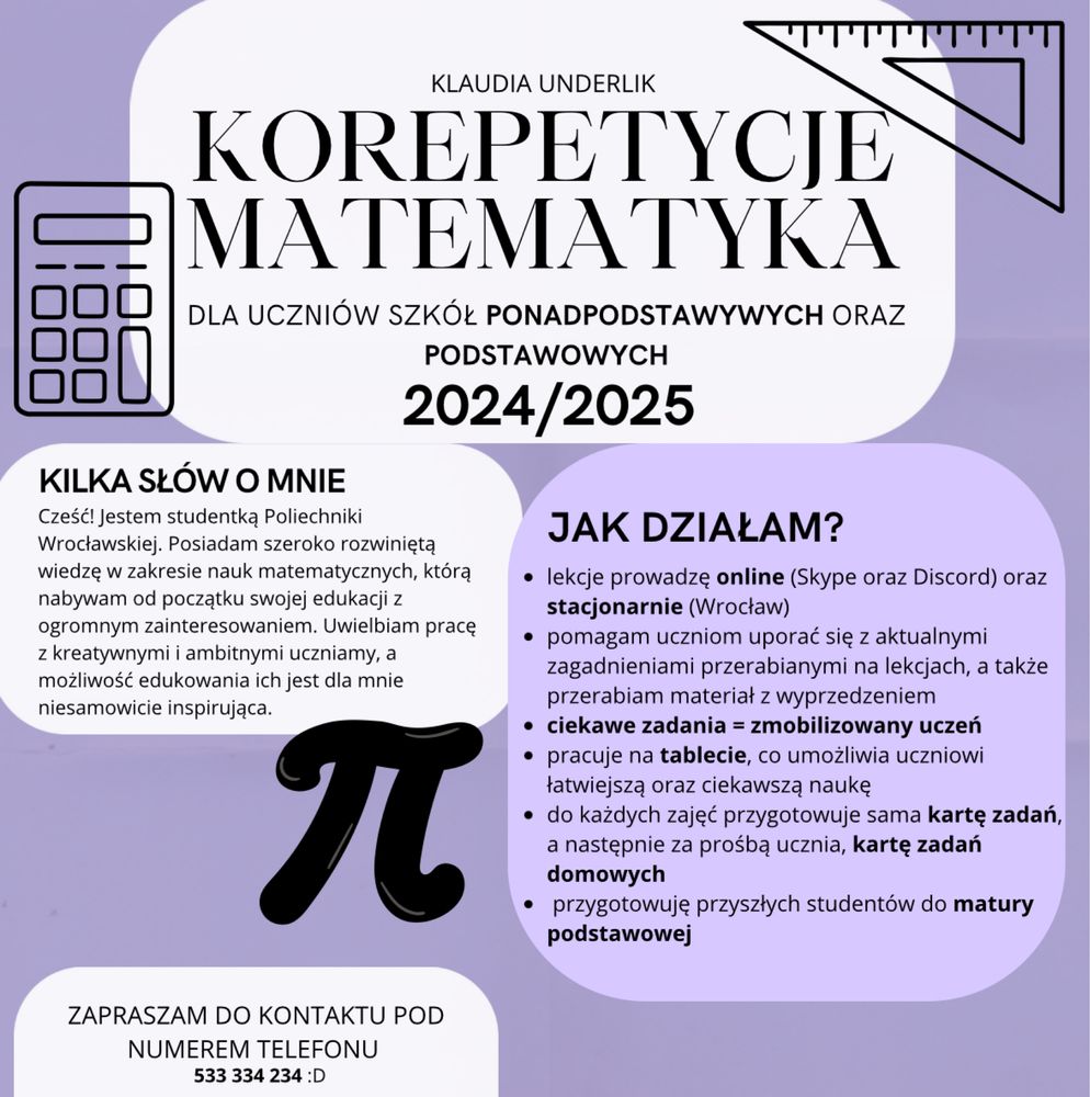 — korepetycje matematyka z dojazdem/online e8 oraz matura —