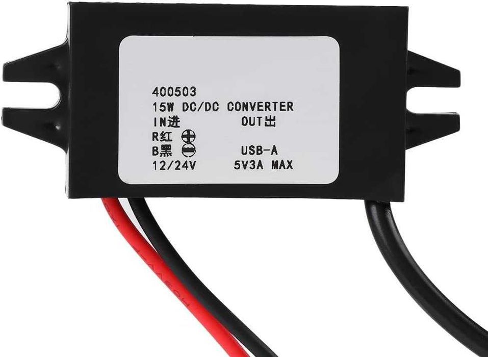 Adapter krokowy DC-DC 12 V / 24 V na USB 5 V 3 A wodoszczelny NOWY