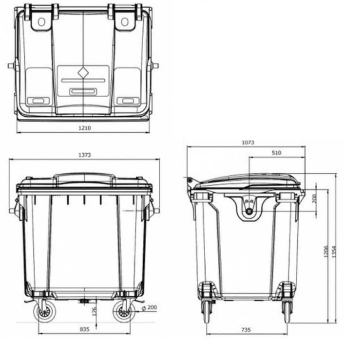 SEGREC Zestaw 4 Kosze 1100L Classic Bio (Niebieski/Zielony/Żółty/Brąz)
