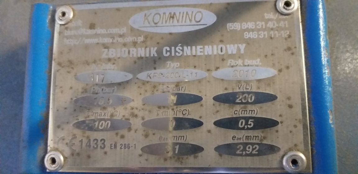 Zbiornik ciśnieniowy 200 L Komnino 16,5bar