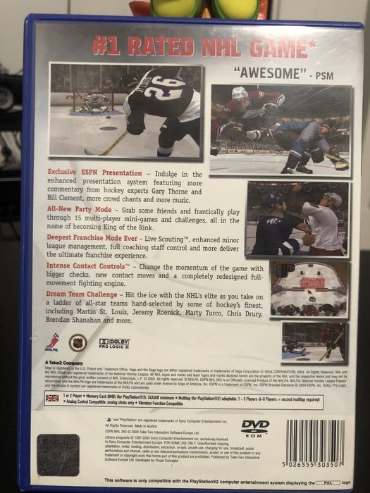 ESPN NHL 2K5 na ps2 i ps3 eng super klasyk !