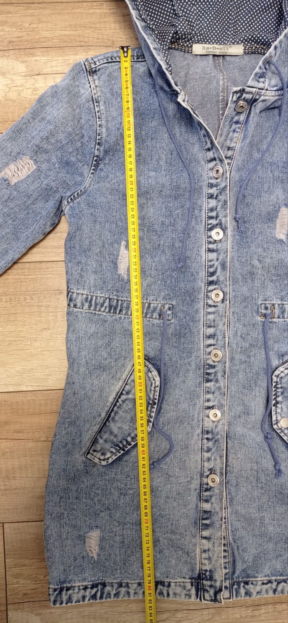 Długa katana kurtka narzutka Re-Dress Fashion Jeans L