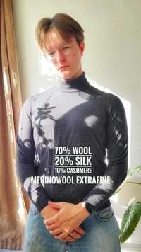 Grafitowy sweter / golf extra fine merinowool z Maerz 54 S - M