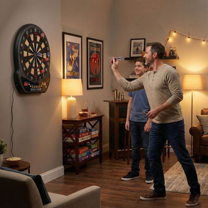 NOWA Elektroniczna tarcza do darta 48 cm – 27 gier, 12 rzutek, LCD