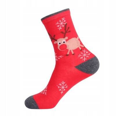 Świąteczne Bawełniane Skarpety Mikołaj Renifer Święta Śliczne 5 Par