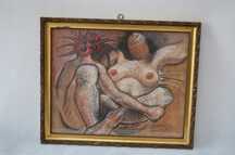 Starowieyski Franciszek stary obraz pastel za szkłem