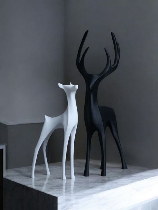 Zestaw Eleganckich Figurek Dekoracyjnych - Jeleń i Łania (2 szt.)
