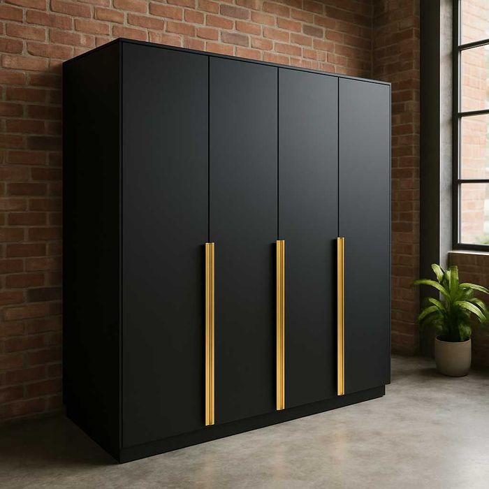 Szafa czterodrzwiowa czarna 200 cm NOWOŚĆ
