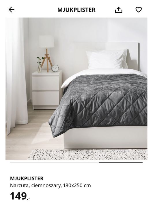 Narzuta na łóżko ikea mjukplister