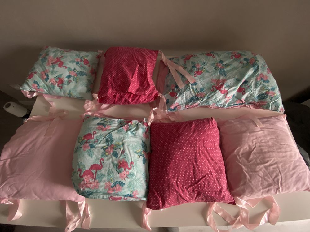 ‼️‼️‼️бортики постіль в дитяче ліжечко бортики фламінго  комплект