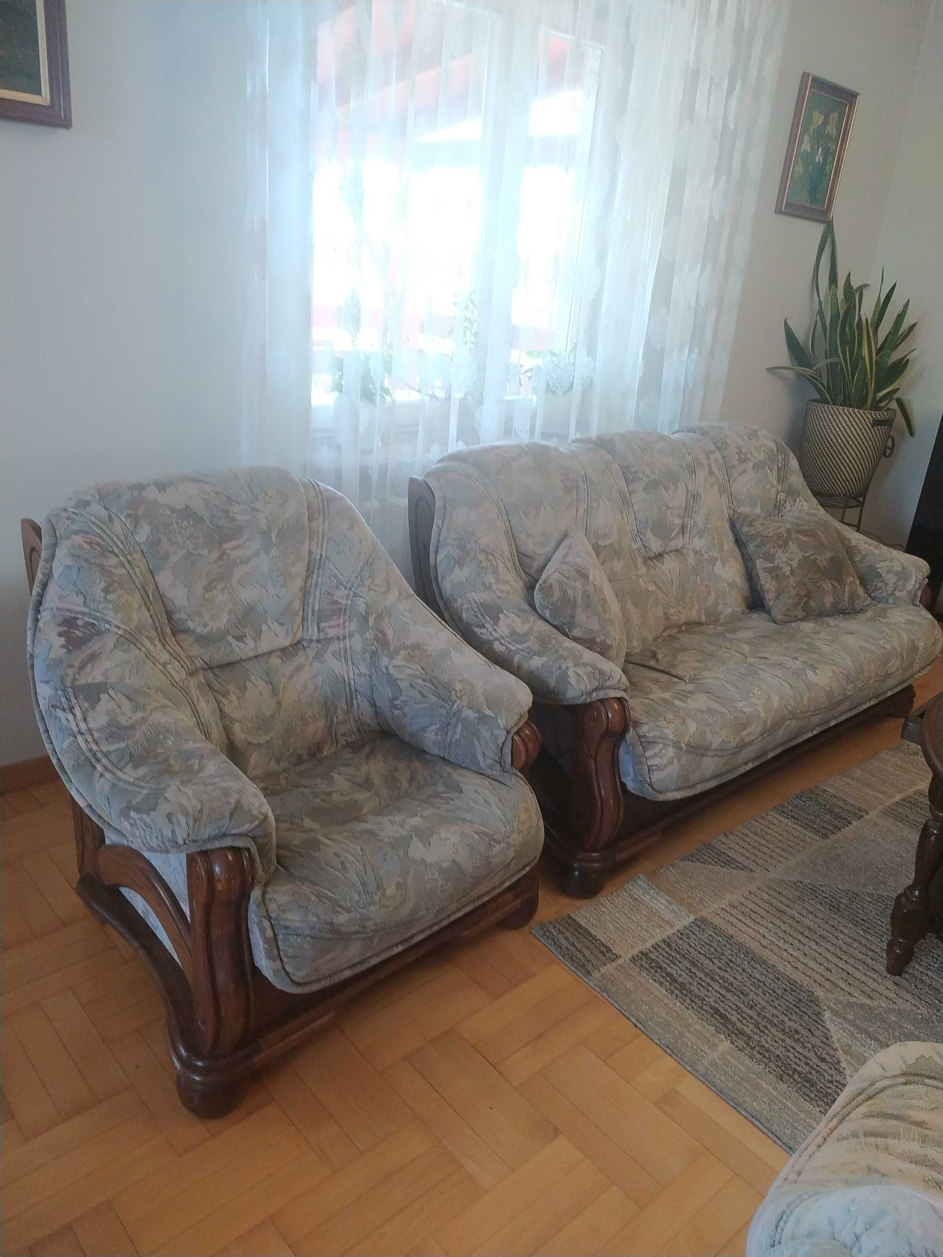 Zestaw wypoczynkowy dębowy 3+1+1