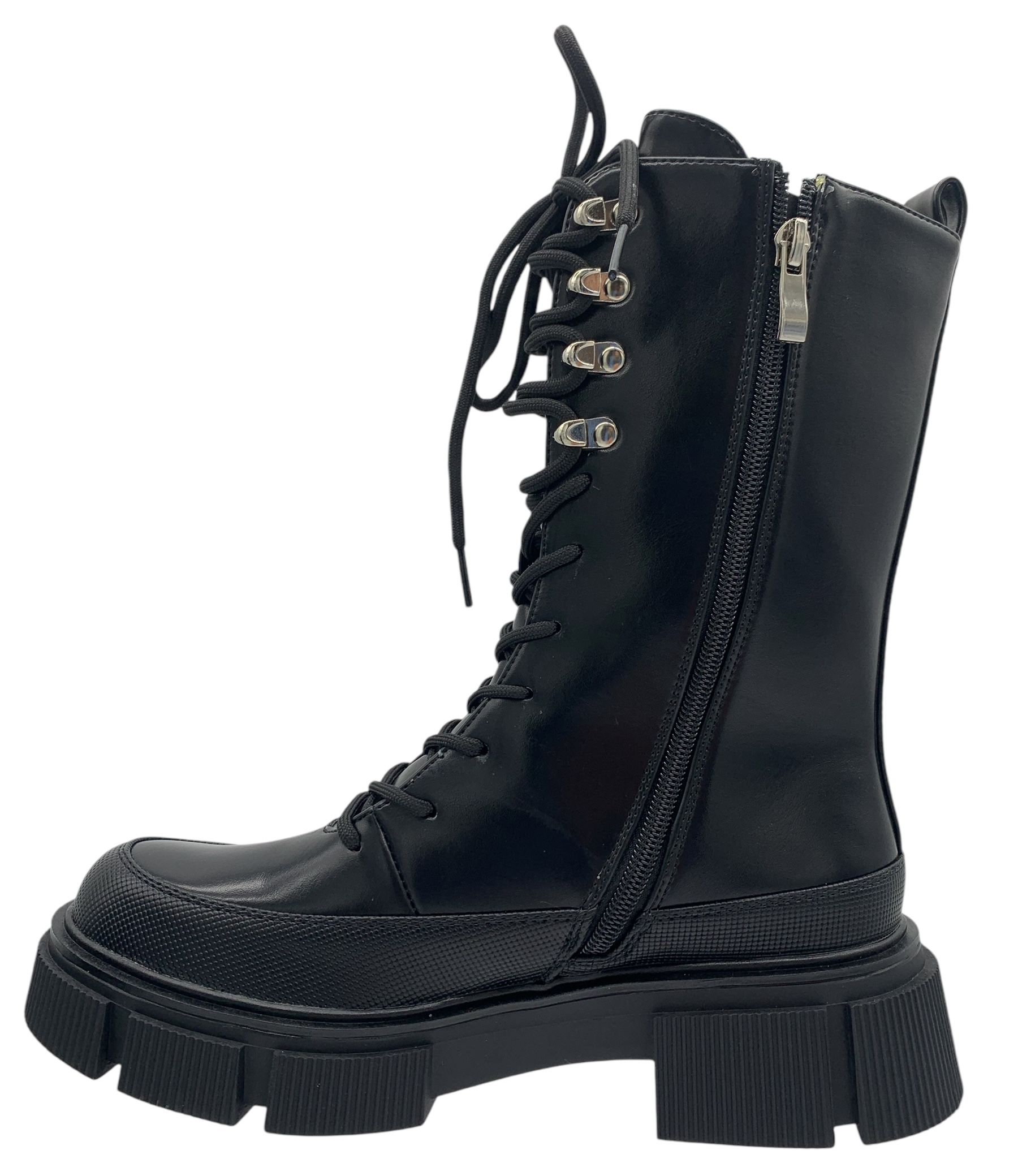 Buty damskie botki glany rozmiar 41 wysokie sznurowane czarne bikery
