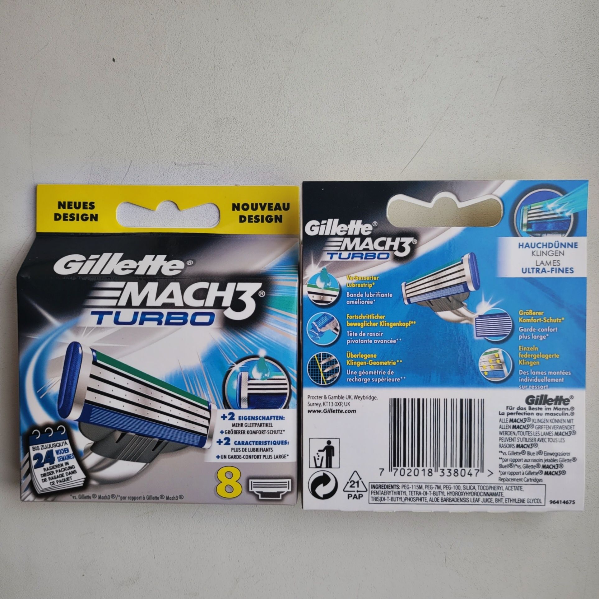 8 шт Gillette Mach3 Turbo Німеччина (оригінал)