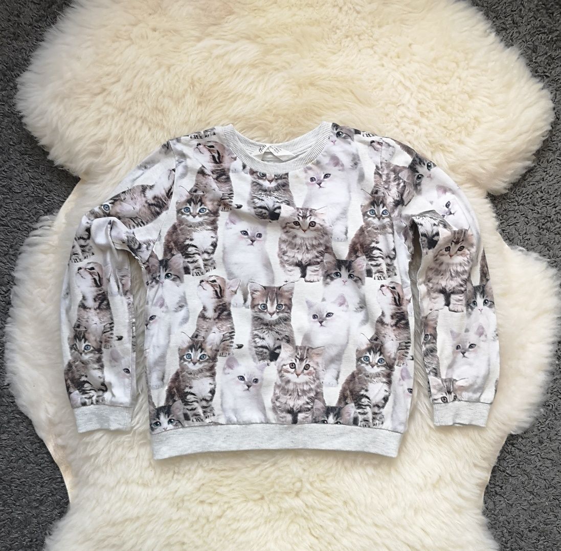 Dziewczęca bluza w kotki | H&M | r 122-128