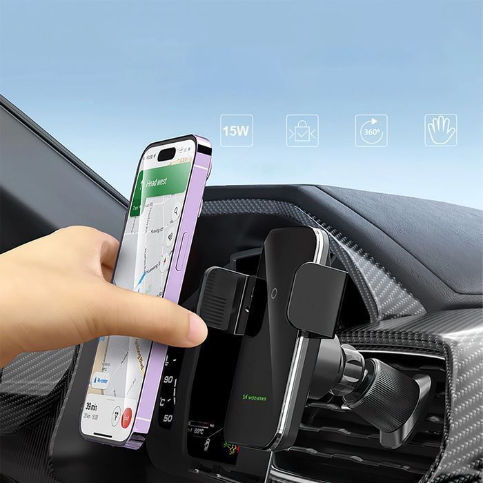 Uchwyt samochodowy Wozinsky WEDZ-3Y8S zaciskowy z ładowarką indukcyjną