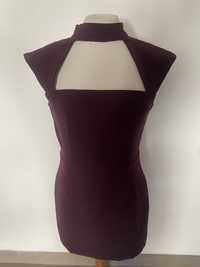 Vestido tubo Zara roxo/grena