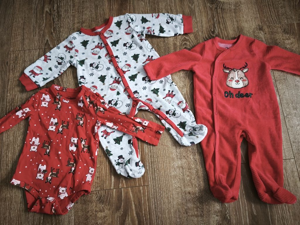 Zestaw ubranek świątecznych body pajacyki 68 74