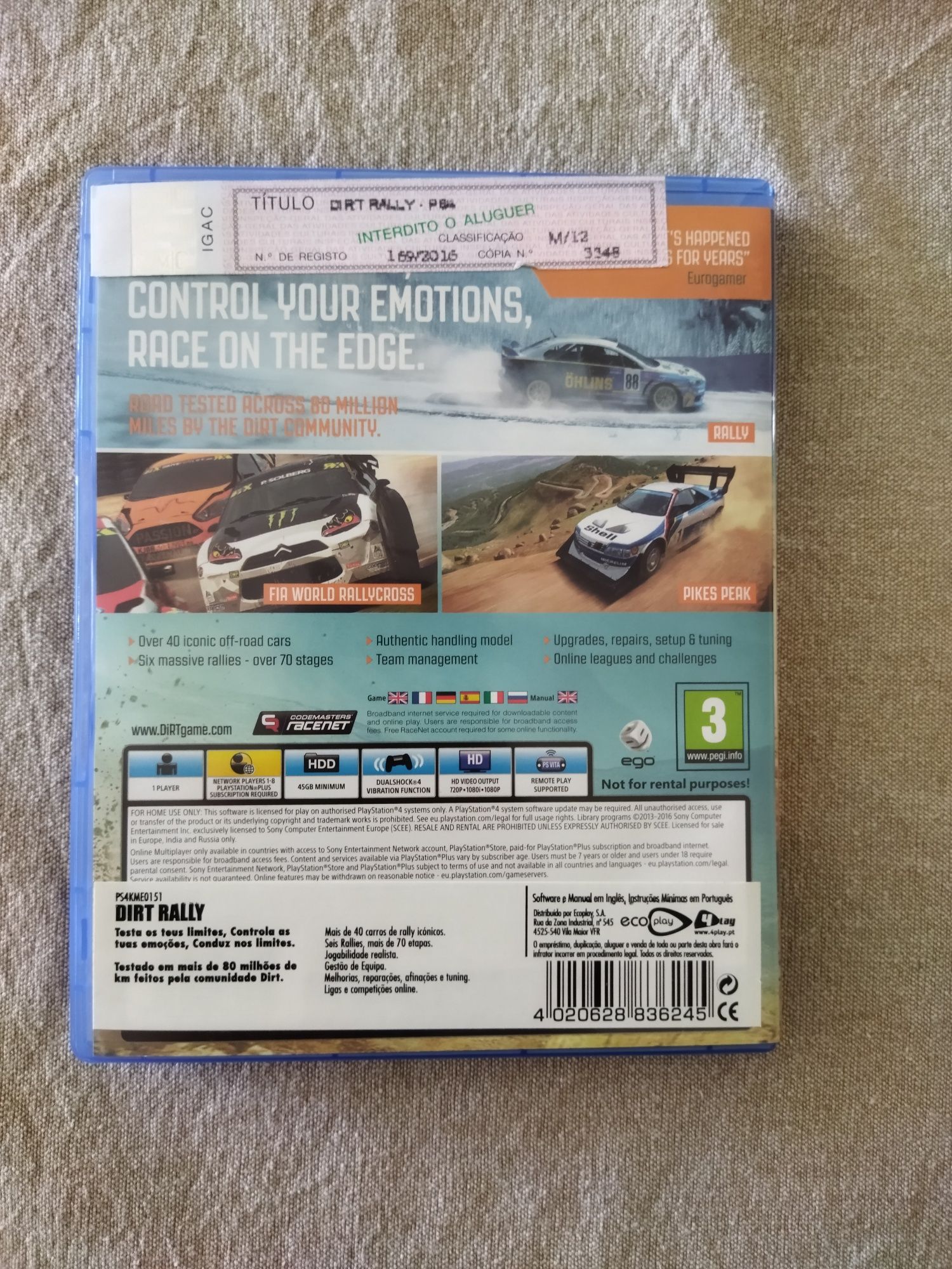 Jogo para PS4: Dirt Rally