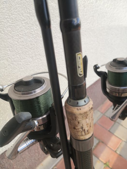 Wędki karpiowe 3.6m MAD d-fender w korku z kołowrotkami Daiwa windcast