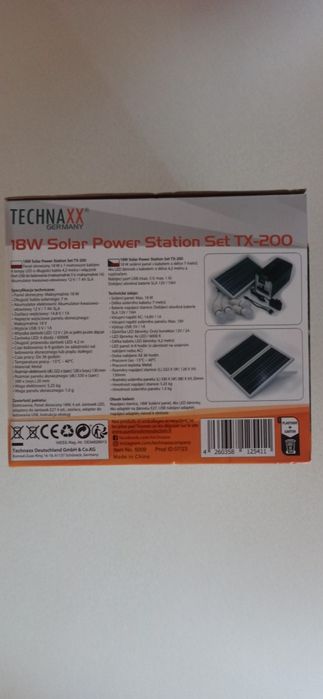 Powerbank solarny Technaxx Stacja ładowania 18W Czarna (TX-200)