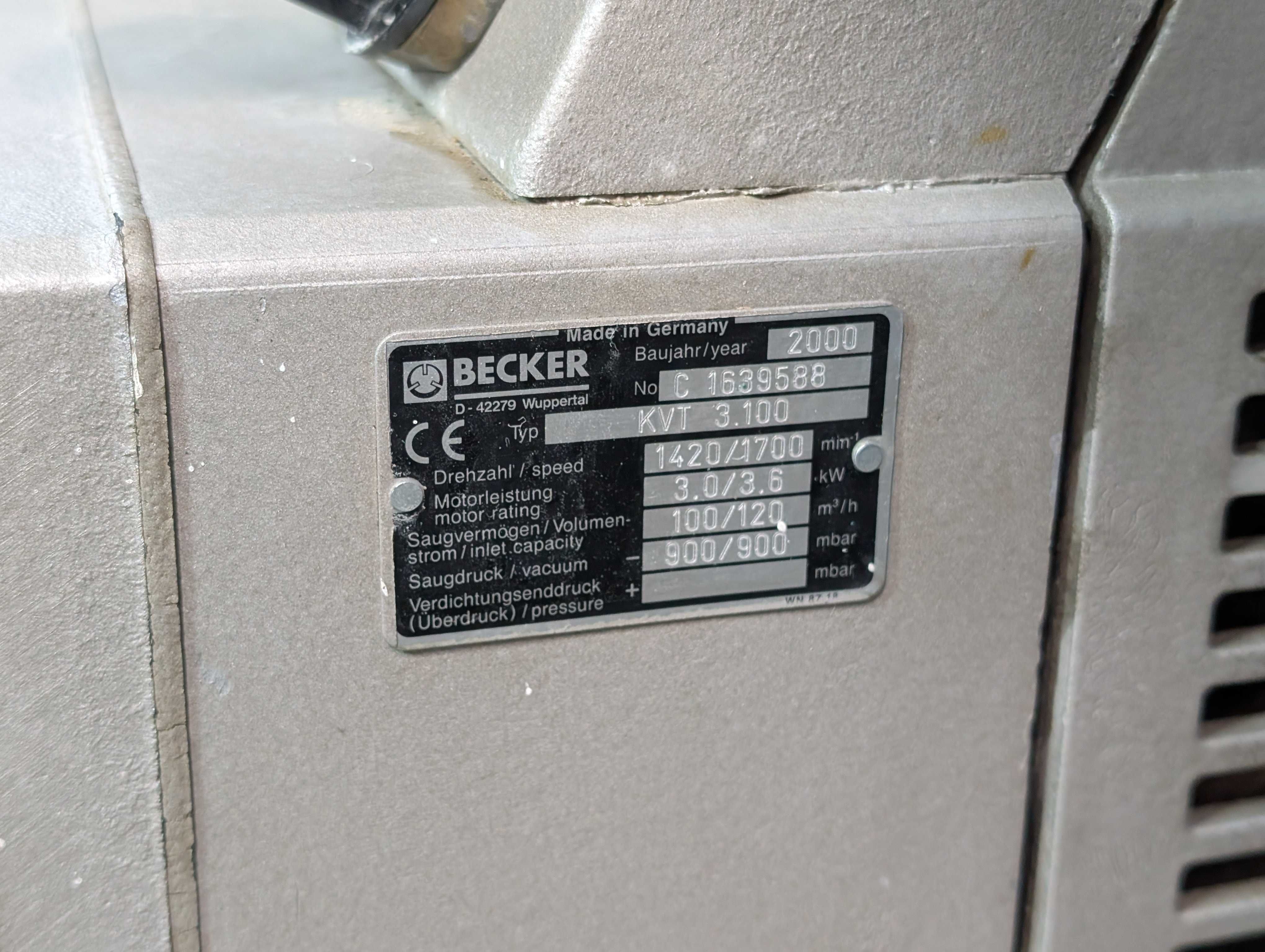Pompa próżniowa BECKER KVT 3.100 3kW 100m3 po remoncie