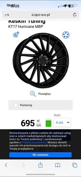 Sprzedam nowa felge keskin kt17 5x112 r18