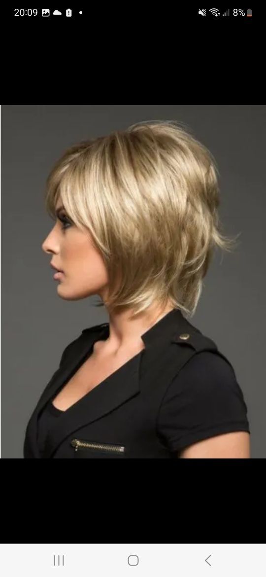 Nowa peruka damska blond średni bob krótki z grzywką cieniowana sombre