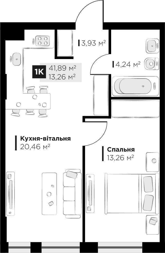 Продаж 1 кім. квартири Perfect Life Винники 41.89 кв.м