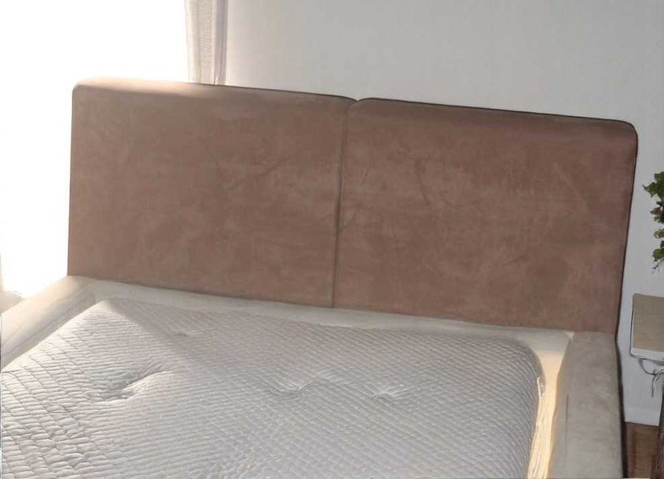 Cama Castanha e Bege c/ Colchão | Nova | Entrega Grátis