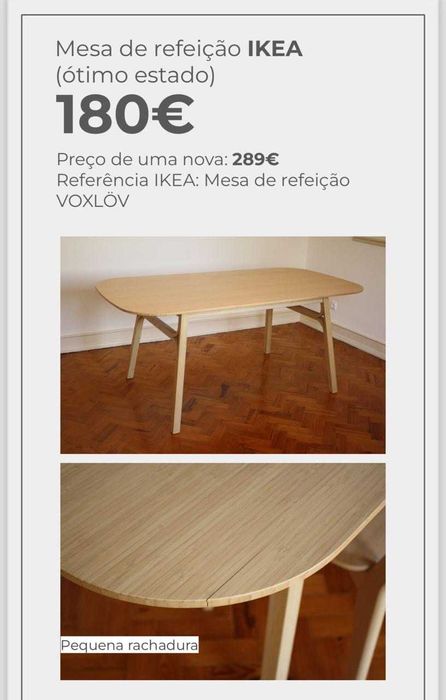 Mesa de refeição IKEA (ótimo estado)