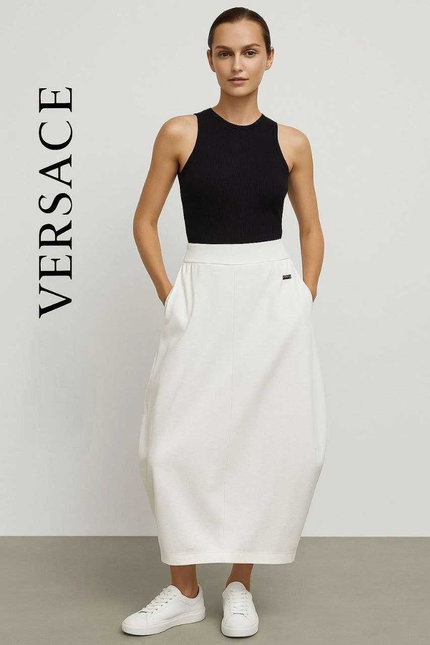 Шикарная белая длинная юбка Versace 19.69 с карманами, р. XL