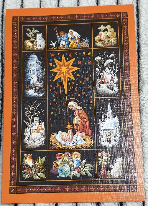 Wesołych Świąt Boże Narodzenie - kartki pocztowe malowane stopą