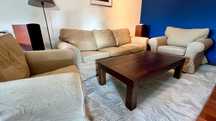 EKTORP sofa 3-osobowa + 2 fotele + 2 zestawy pokrowców