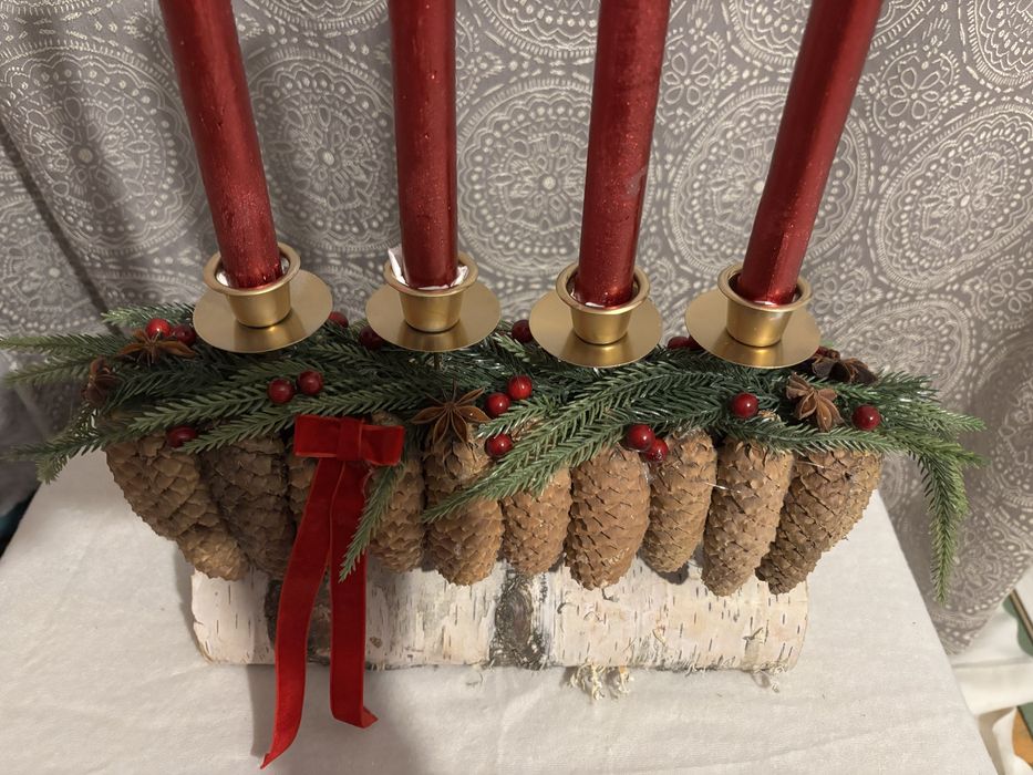 Stroik swiateczny dekoracja swiecznik wianek