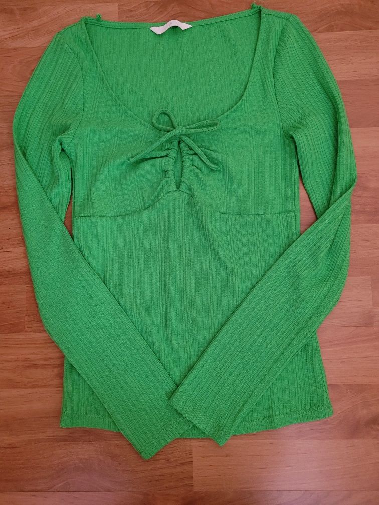 Zielona bluzka H&M prążek r S