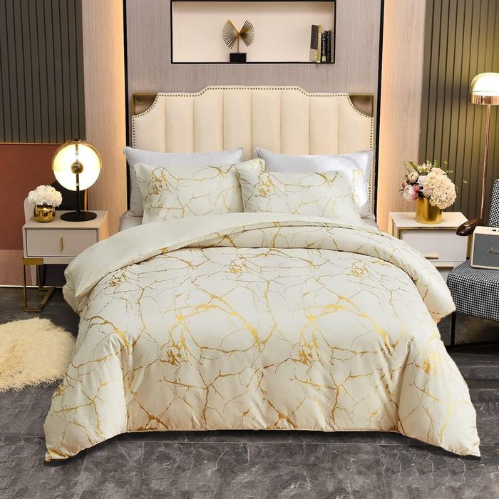 Komplet Pościeli Beżowy 2x Poszewka 80x80cm Kołdra 155x220cm